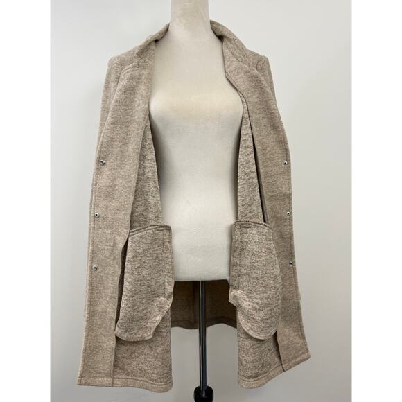 Vero Moda Heathered Long Jacket Women’s XL Light Brown Tan Open Front Coat - Picture 4 of 6